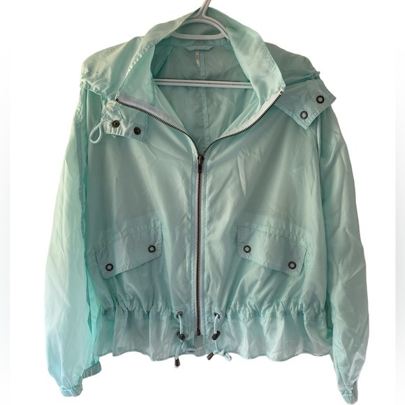 Free People Parachute Festival Windbreaker Rip stop Packable Jacket Light Blue - Picture 1 of 7
